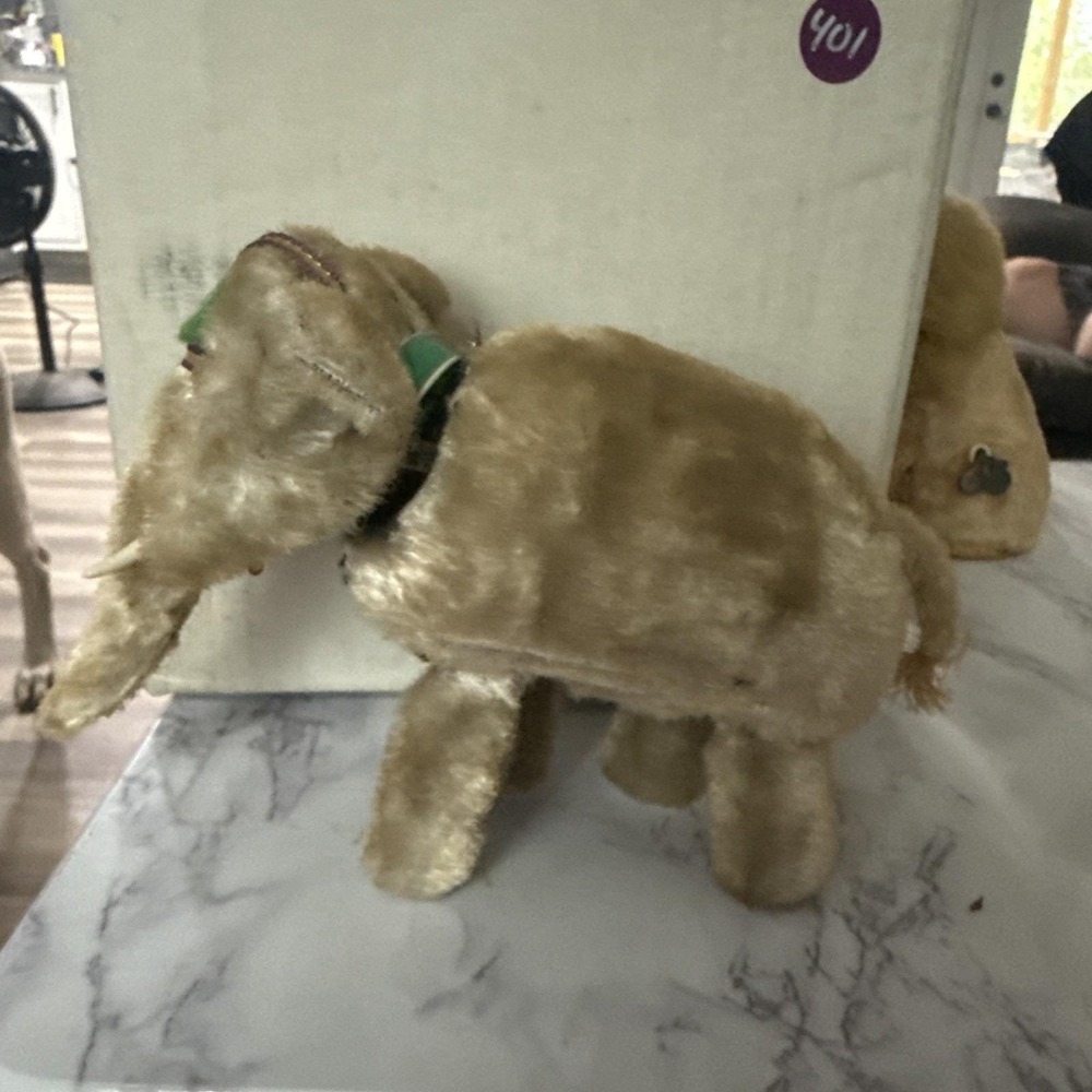 Vintage Wind Up Mechanical Toys Lion and Elephant Mohair Plush Metal Set 1950s - Picture 8 of 9